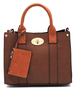 Faux Leather Mini Satchel Bag WU061 COFFEE